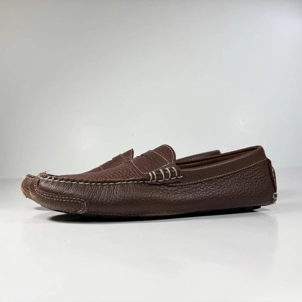 Brooks Brothers Men's‎ Brown Pebble Grain Penny Loafer Moccasin Drivers 8.5 M